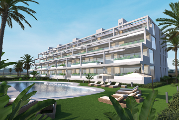 Traumhafte private Wohnanlage mit Apartments, großen Terrassen, Gemeinschaftspools und nur 300 m vom Strand